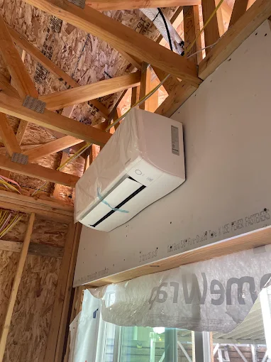 Ductless mini-split head installed in new construction